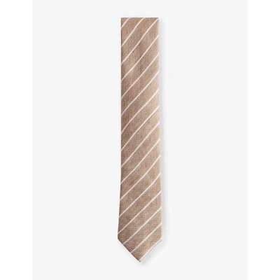 Ted Baker Mens Stone Niels Pin Stripe-pattern Linen And Silk-blend Tie