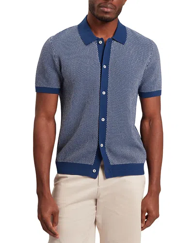 Ted Baker Noliva Short Sleeve Small Stitch Button Through Polo In Blue