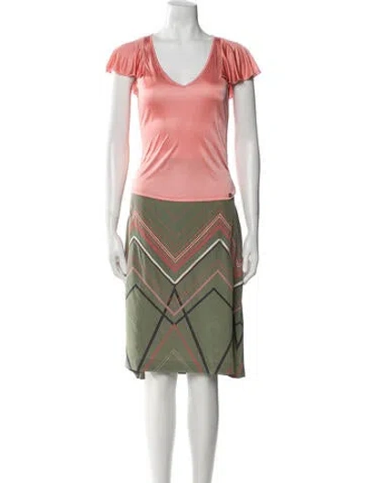 Pre-owned Ted Baker Nylon Striped Skirt Set In Green