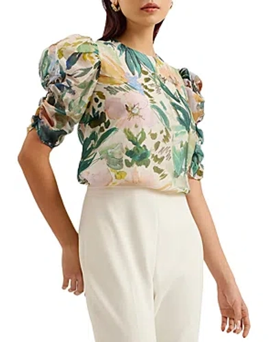 Ted Baker Oasia Puff Sleeve Top In Ivory