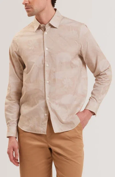 Ted Baker Ocania Regular Fit Floral Cotton Button-up Shirt In Brown