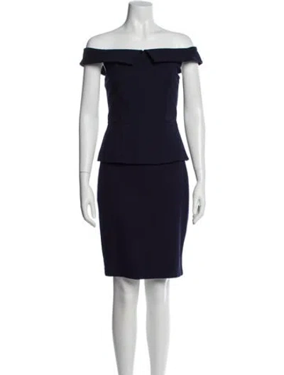 Pre-owned Ted Baker Off-the-shoulder Knee-length Dress In Blue