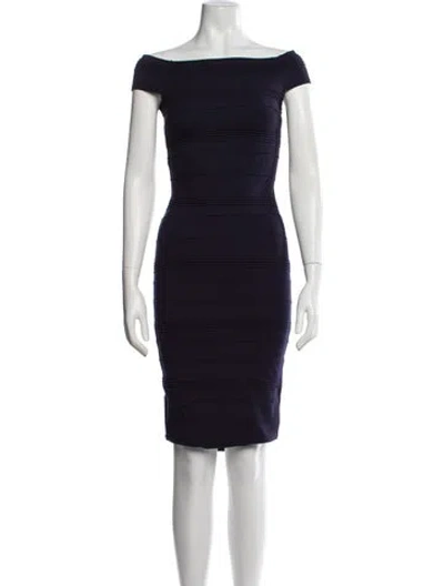 Pre-owned Ted Baker Off-the-shoulder Knee-length Dress In Blue