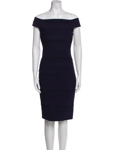 Pre-owned Ted Baker Off-the-shoulder Knee-length Dress In Blue