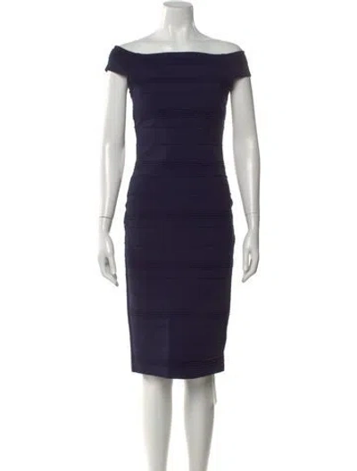 Pre-owned Ted Baker Off-the-shoulder Knee-length Dress In Blue