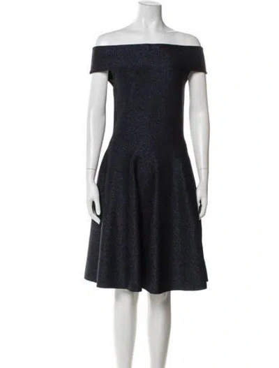 Pre-owned Ted Baker Off-the-shoulder Knee-length Dress In Blue