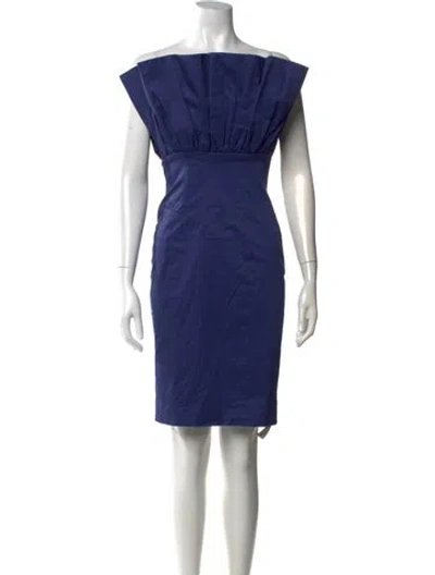 Pre-owned Ted Baker Off-the-shoulder Knee-length Dress In Blue