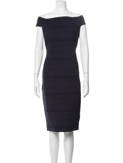 Pre-owned Ted Baker Off-the-shoulder Knee-length Dress In Blue