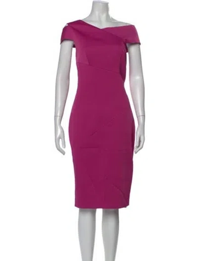 Pre-owned Ted Baker Off-the-shoulder Knee-length Dress In Purple