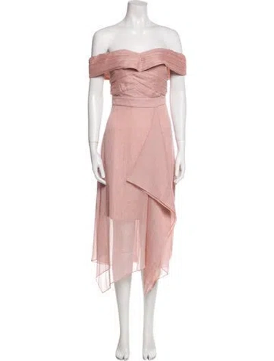 Pre-owned Ted Baker Off-the-shoulder Midi Length Dress In Pink