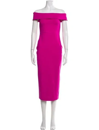 Pre-owned Ted Baker Off-the-shoulder Midi Length Dress In Purple