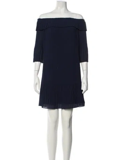 Pre-owned Ted Baker Off-the-shoulder Mini Dress In Blue