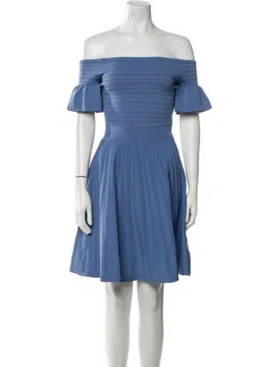 Pre-owned Ted Baker Off-the-shoulder Mini Dress In Blue
