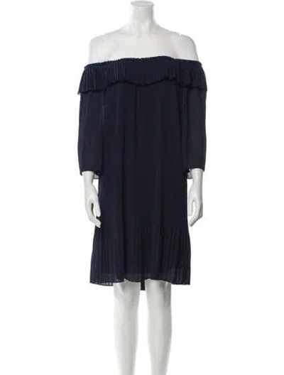 Pre-owned Ted Baker Off-the-shoulder Mini Dress In Blue