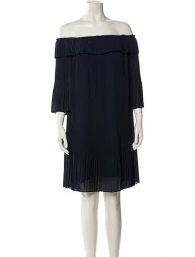 Pre-owned Ted Baker Off-the-shoulder Mini Dress In Blue
