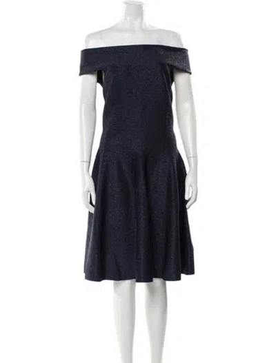Pre-owned Ted Baker Off-the-shoulder Mini Dress In Blue