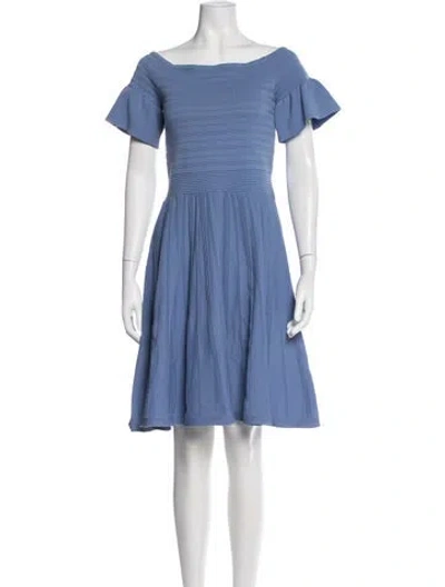 Pre-owned Ted Baker Off-the-shoulder Mini Dress In Blue