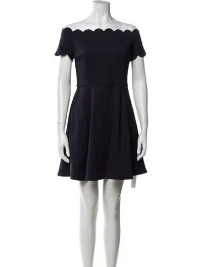 Pre-owned Ted Baker Off-the-shoulder Mini Dress In Blue