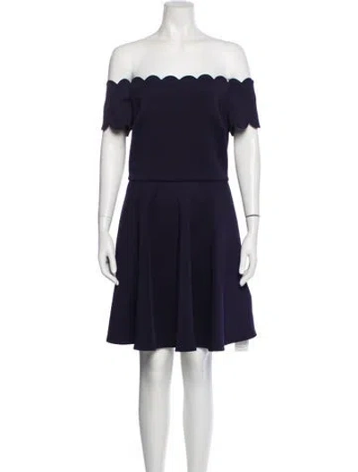 Pre-owned Ted Baker Off-the-shoulder Mini Dress In Blue