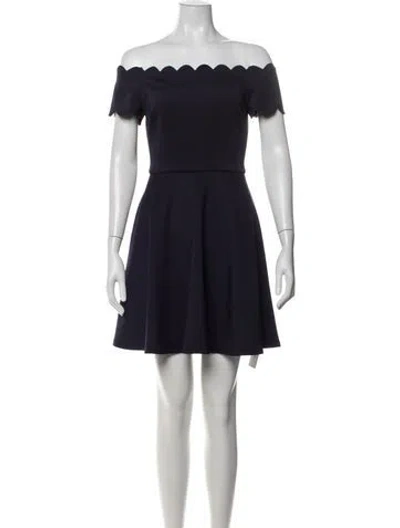 Pre-owned Ted Baker Off-the-shoulder Mini Dress In Blue
