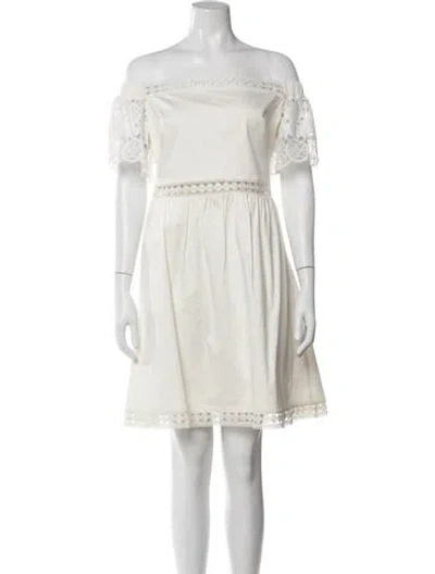 Pre-owned Ted Baker Off-the-shoulder Mini Dress In Neutral