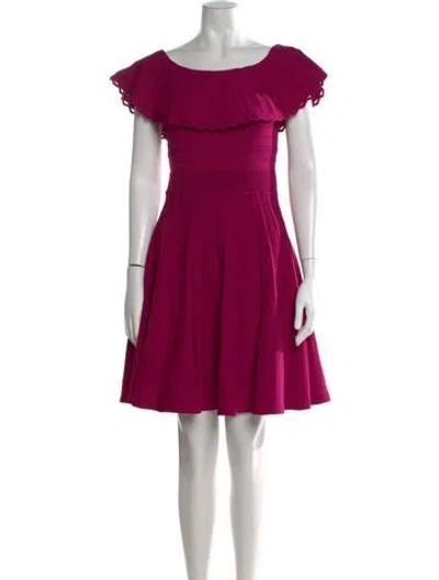 Pre-owned Ted Baker Off-the-shoulder Mini Dress In Purple