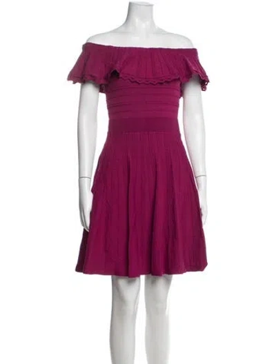 Pre-owned Ted Baker Off-the-shoulder Mini Dress In Purple
