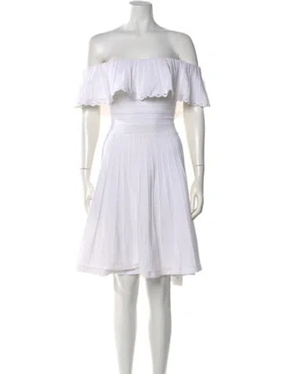 Pre-owned Ted Baker Off-the-shoulder Mini Dress In White