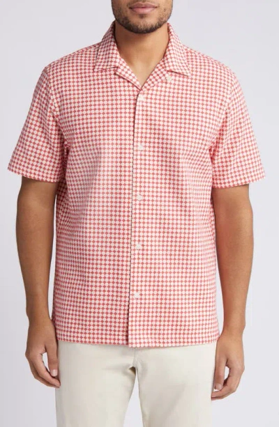 Ted Baker Oise Textured Short Sleeve Cotton Camp Shirt In Red