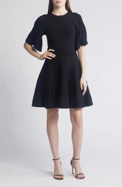 Ted Baker Olivia Rib Fit & Flare Dress In Black