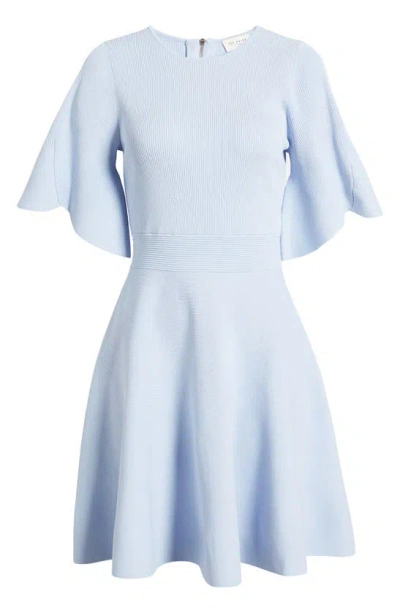 Ted Baker London Olivia Rib Fit & Flare Dress In Light Blue