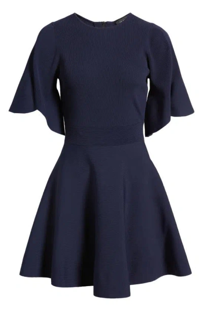 slim fit dress slacks Navy Blue Stitch Fit & Flare Long Dress Xs main image 1