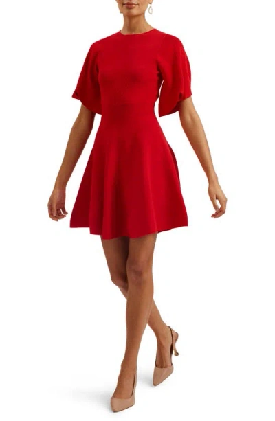 Ted Baker London Olivia Rib Fit & Flare Dress In Red
