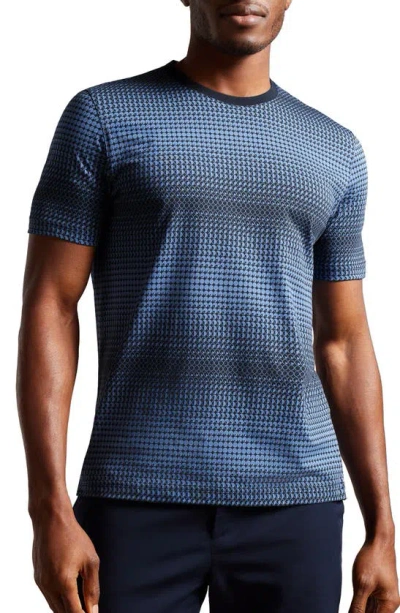 Ted Baker Ombré Geometric Cotton T-shirt In Blue