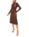 Ted Baker Mixed Media Long Sleeve Dress In Brown