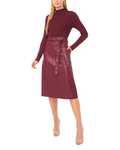 Ted Baker Mixed Media Long Sleeve Dress In Red