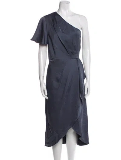 Pre-owned Ted Baker One-shoulder Long Dress In Blue