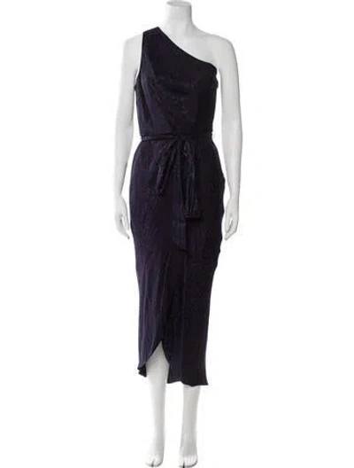 Pre-owned Ted Baker One-shoulder Long Dress In Blue