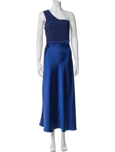 Pre-owned Ted Baker One-shoulder Long Dress In Blue