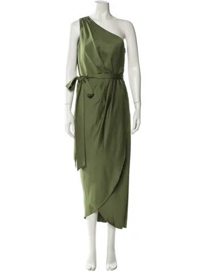 Pre-owned Ted Baker One-shoulder Long Dress In Green