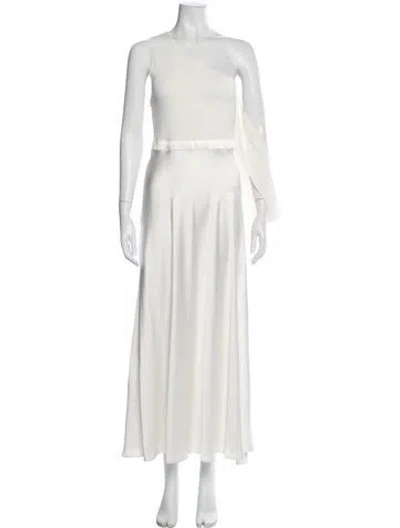 Pre-owned Ted Baker One-shoulder Long Dress In Neutral