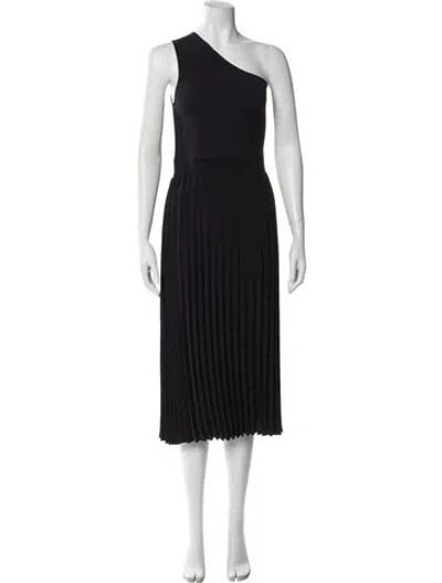 Pre-owned Ted Baker One-shoulder Midi Length Dress In Black