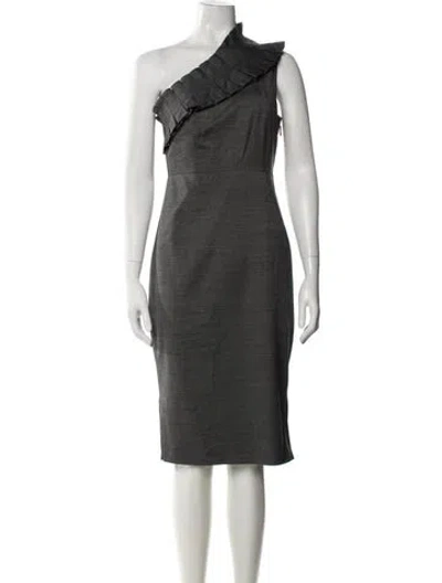 Pre-owned Ted Baker One-shoulder Midi Length Dress In Black