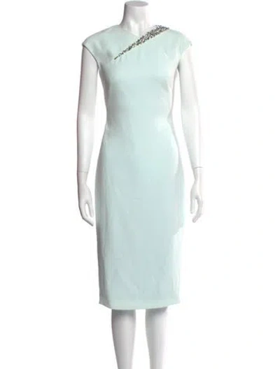 Pre-owned Ted Baker One-shoulder Midi Length Dress In Blue