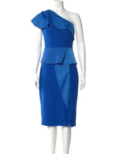 Pre-owned Ted Baker One-shoulder Midi Length Dress In Blue