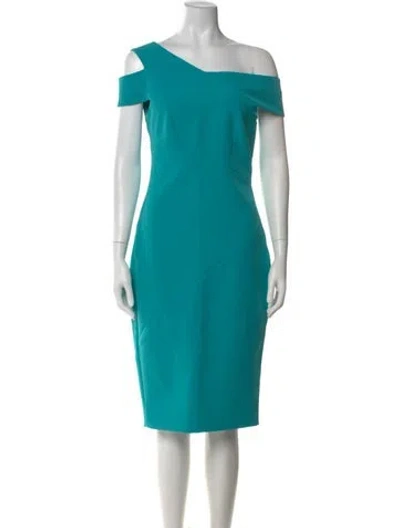 Pre-owned Ted Baker One-shoulder Midi Length Dress In Blue
