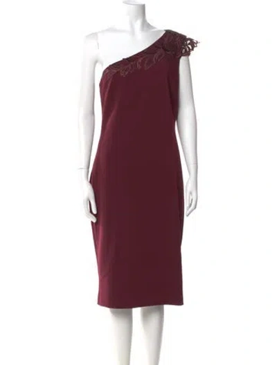Pre-owned Ted Baker One-shoulder Midi Length Dress In Burgundy