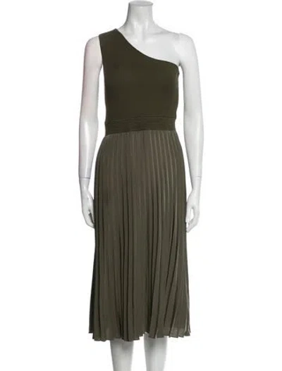 Pre-owned Ted Baker One-shoulder Midi Length Dress In Green