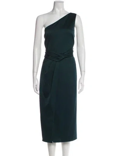 Pre-owned Ted Baker One-shoulder Midi Length Dress In Green
