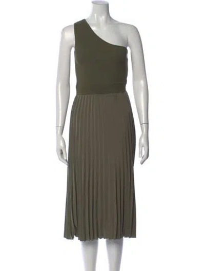 Pre-owned Ted Baker One-shoulder Midi Length Dress In Green